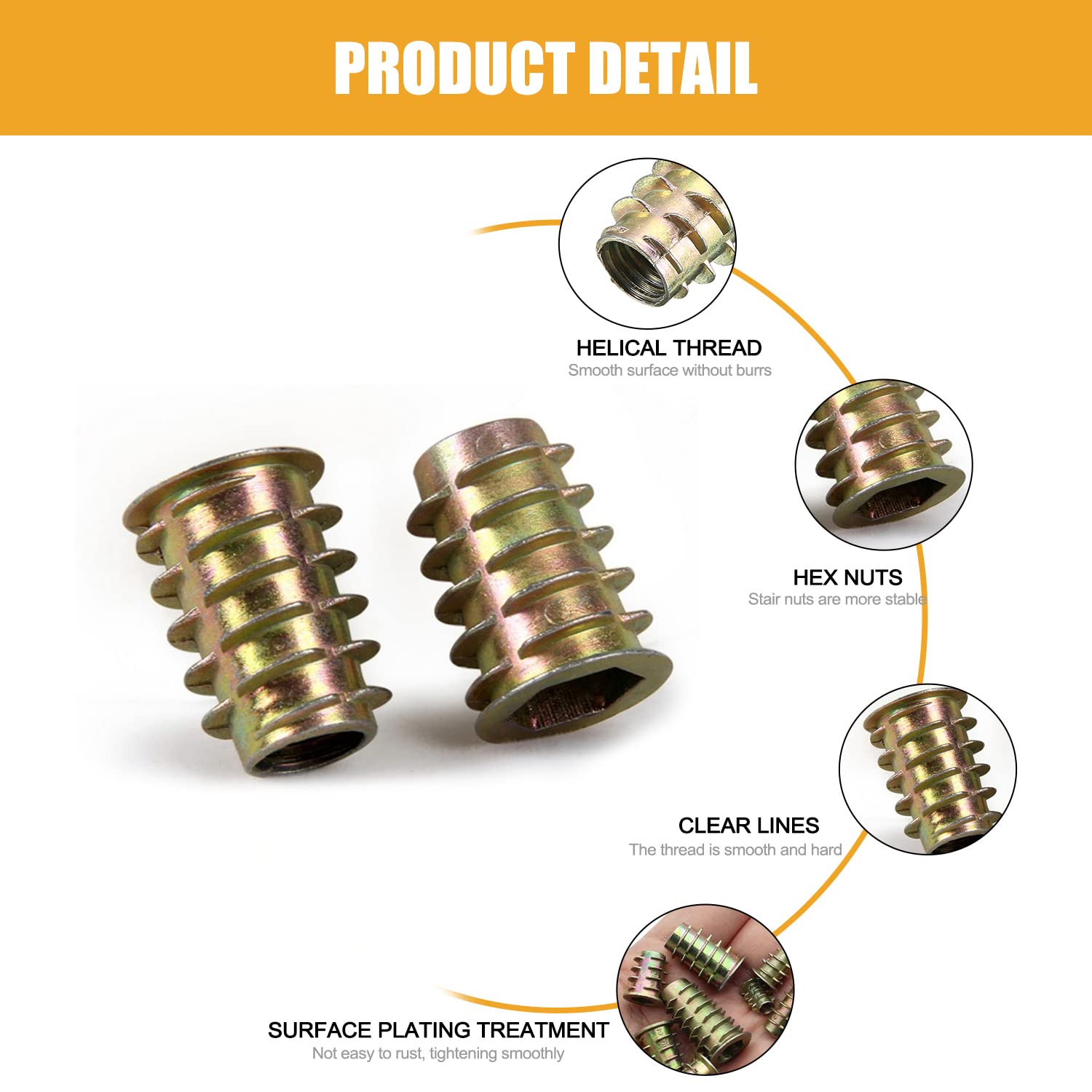 Rivetti Filettati M8 Zincati - Confezione Da 120 Pezzi Per Legno, Metallo, Plastica, 18x14.5mm