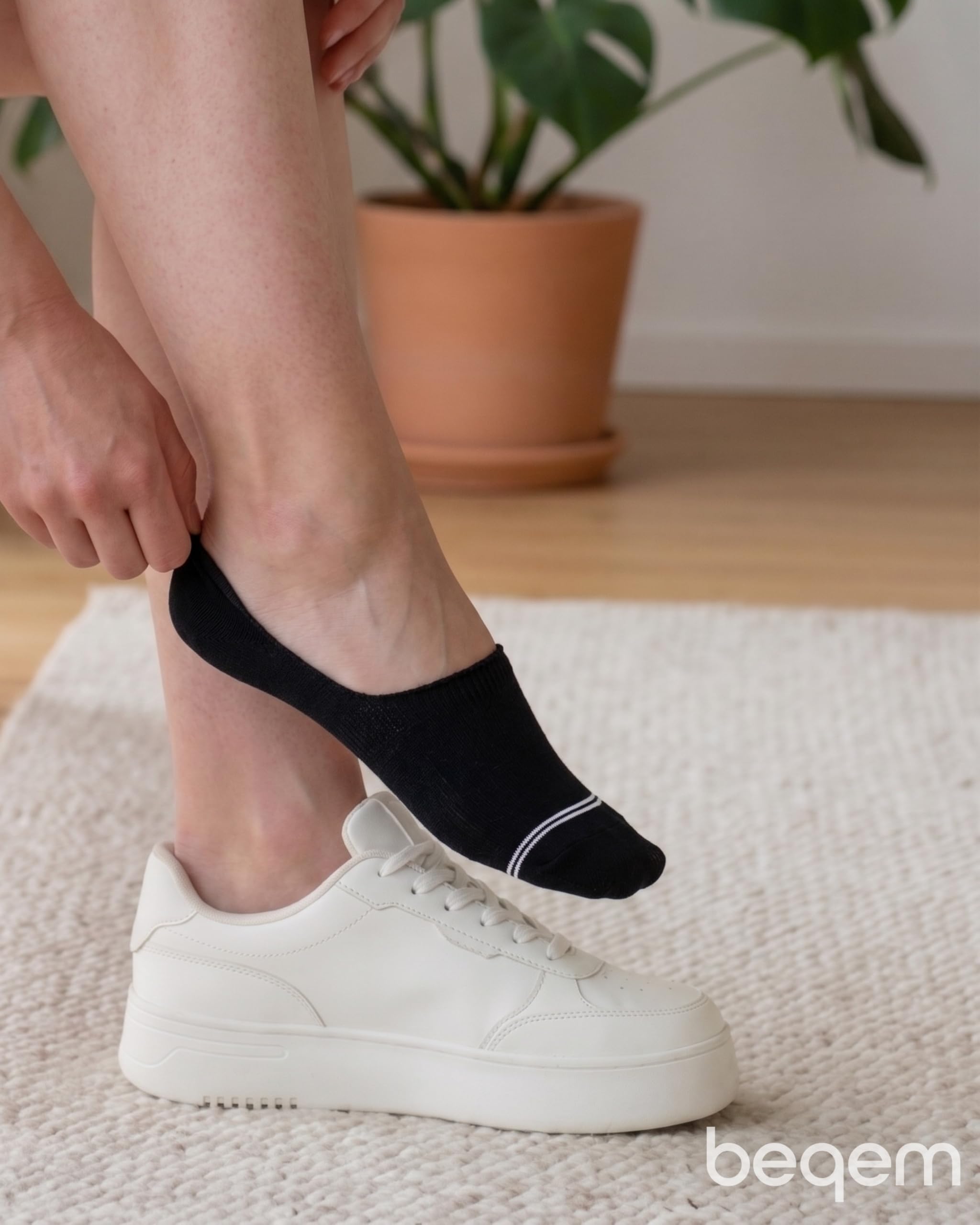 Calzini invisibili per sneaker, in cotone egiziano Giza 94, 6 paia, per uomo e donna, con supporto per tallone in silicone