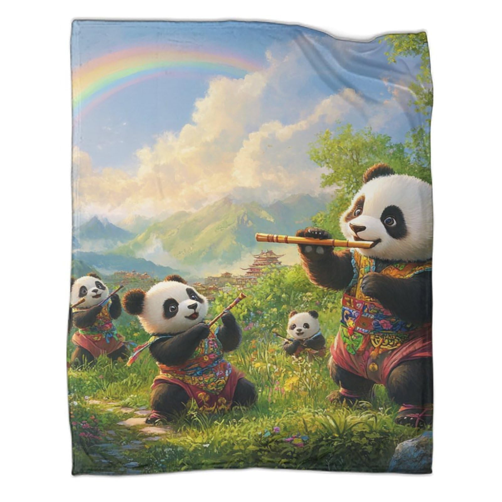 Couverture panda chaude contre le froid plaid doux lit voyage et bureau