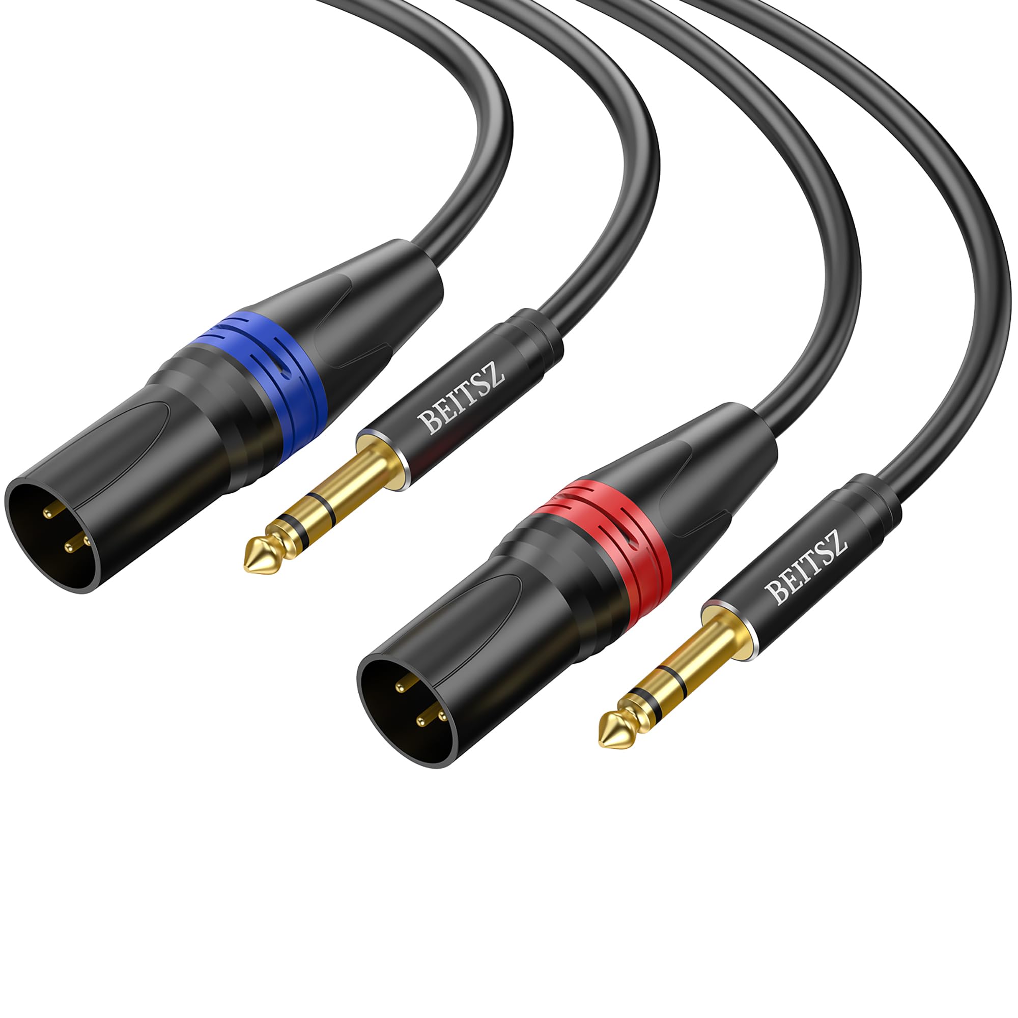 Câble XLR Jack, Câble XLR Mâle vers TRS 6,35 mm,pour Guitare, Hautparleur, Microphone, Amplifier, Carte Son (3M, 2Pack)
