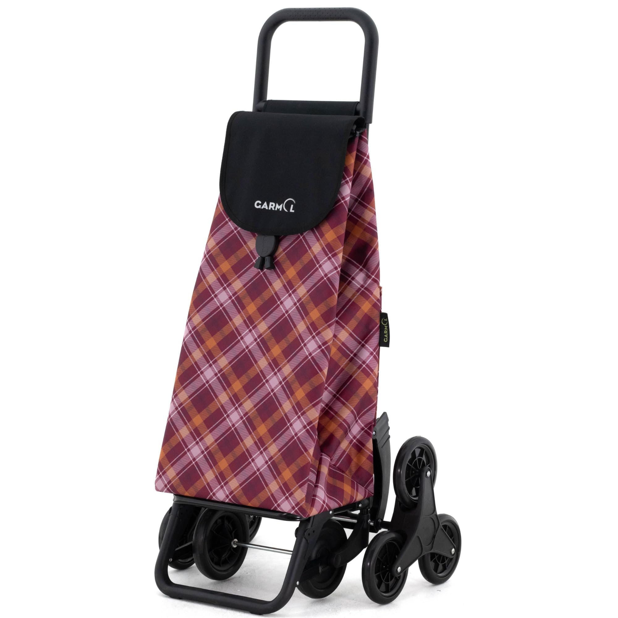 GARMOL Carro de la Compra Plegable 55 litros | Carro de la Compra 8 Ruedas Sube Escaleras de Gran Capacidad | Carrito Compra Plegable Color Granate