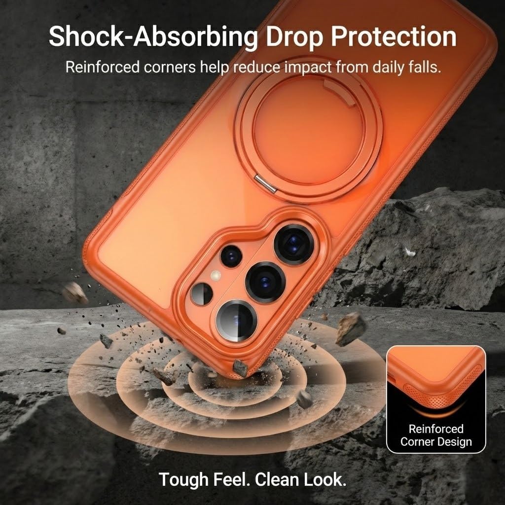 Magnetic Ring Stand Case for Samsung Galaxy S26 / S26+ / S26 Ultra, Compatible with MagSafe, 360° Rotatable Foldable Kickstand, Shockproof Protective Cover with Non-Slip Grip(Black,S26 Ultra)