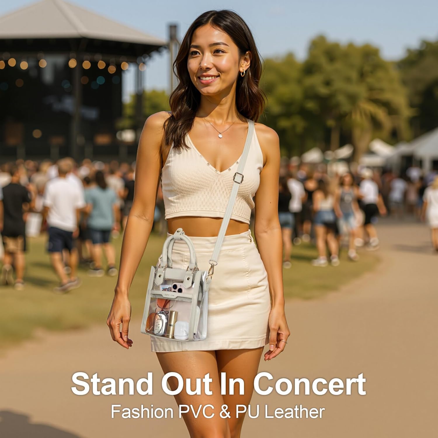 PACKISM Clear Bag for Stadium Events - Clear Purses for Women Transparent Crossbody Messenger Bag for Concerts Game Day - Image 3