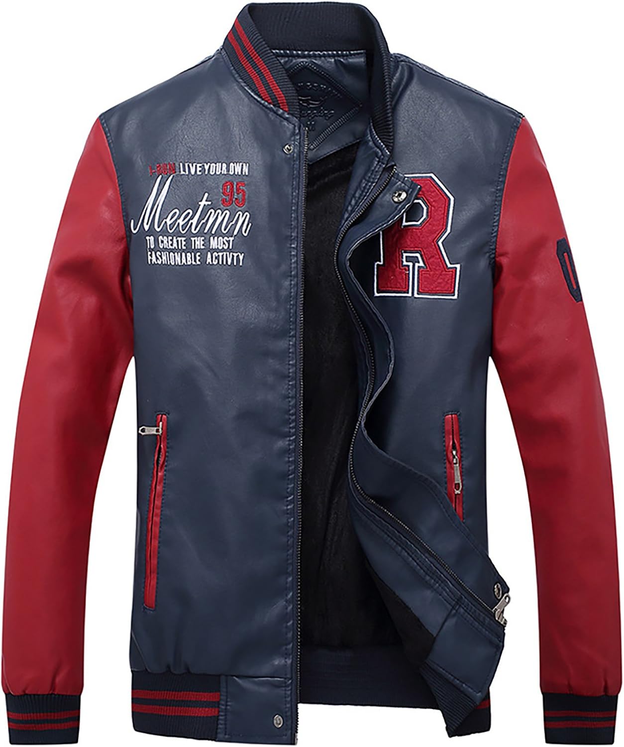 Amazon | [Make 2 Be] メンズ レザー スタジャン ライダース