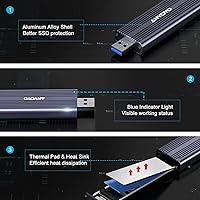 Vista 8 de ANYOYO Carcasa SSD SATA M.2 NVME, USB 3.2 Gen 2 10 Gbps Carcasa de unidad de estado sólido para 2242 2260 2280 M.2 NVME/SATA SSD con M-Key o M+B Key