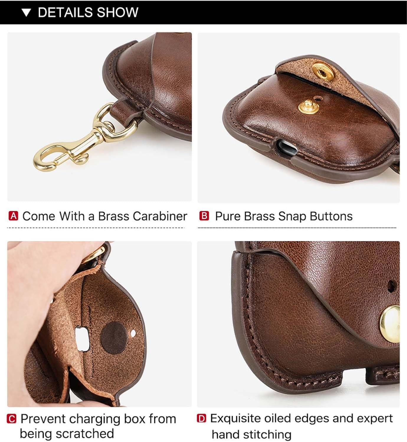 for Samsung Galaxy Buds 3 Pro/Buds 3/Buds3 FE Case Leather - Vintage Cowhide Cover with Keychain | Shockproof Charging Case | Personalized Brown
