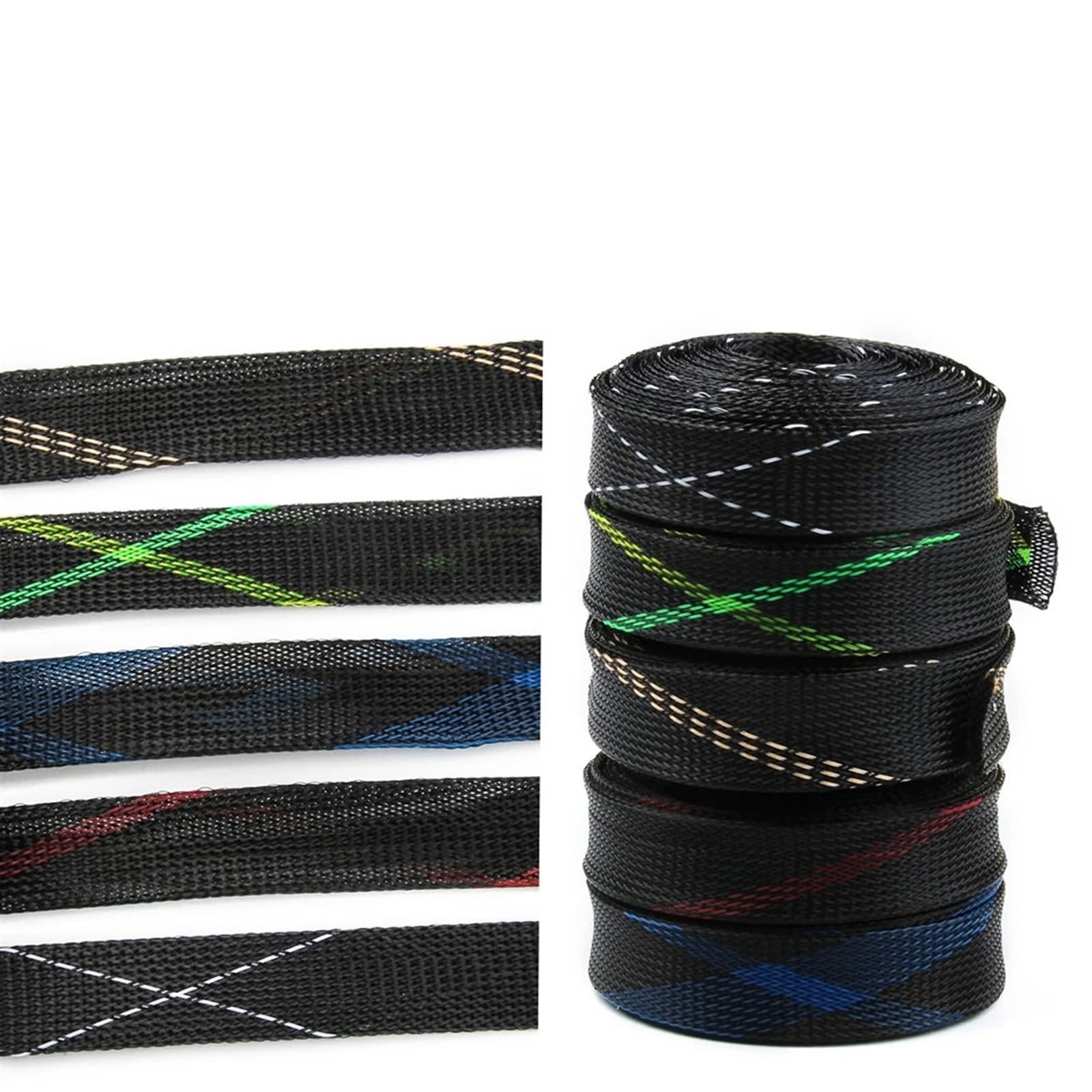 Guaina for cavi intrecciata espandibile da 20/50/100 m, guaina isolante protettiva for, for 4/6/8/10/12/15/20 mm per ufficio e casa TV/computer/audio(Black White,10mm,100M)