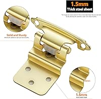 Vista 4 de Ravinte 30 paquetes (15 pares) de bisagras empotradas doradas de 3/8 pulgadas para gabinetes, bisagras de cierre automático para gabinetes
