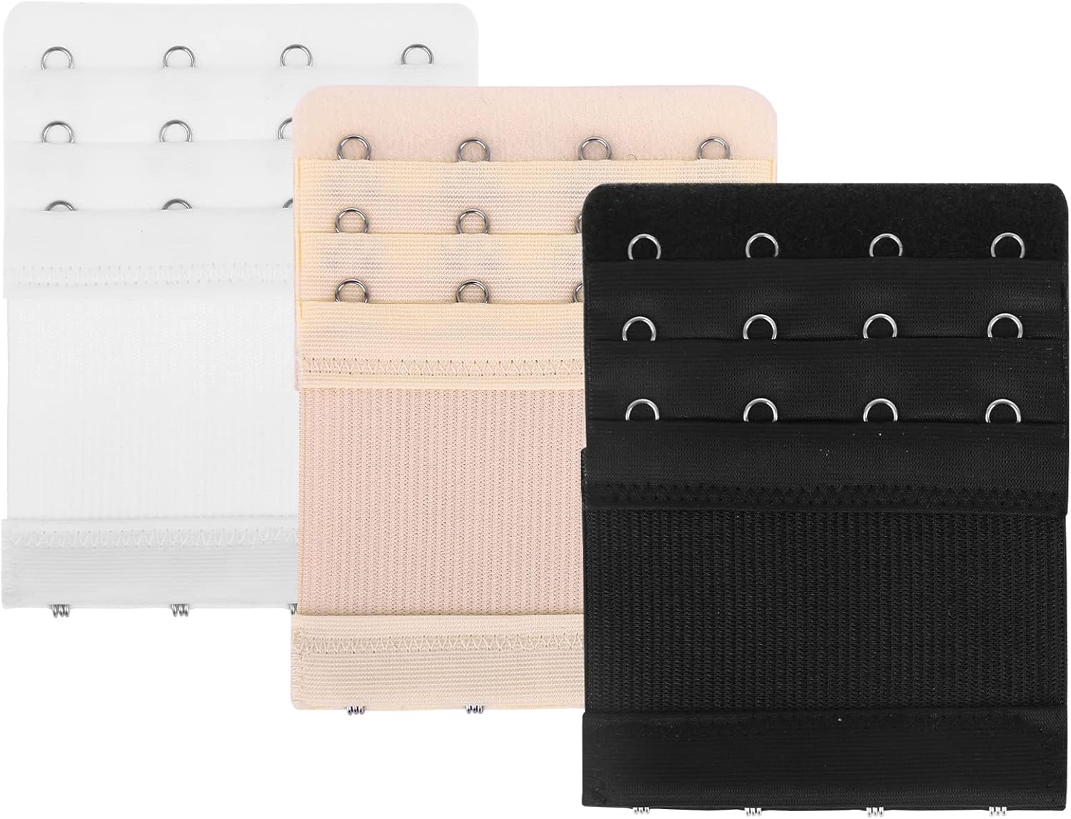 Yolev Women's Bra Extenders 4 Hook 3 Rows Stretchy Bra Extension Strap