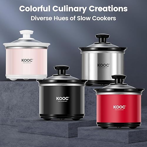 Miniatura 8 de KOOC Olla de cocción lenta pequeña, 0.65 cuartos de galón, forros gratis incluidos, olla de cerámica mejorada, reducción de pérdida de nutrientes,