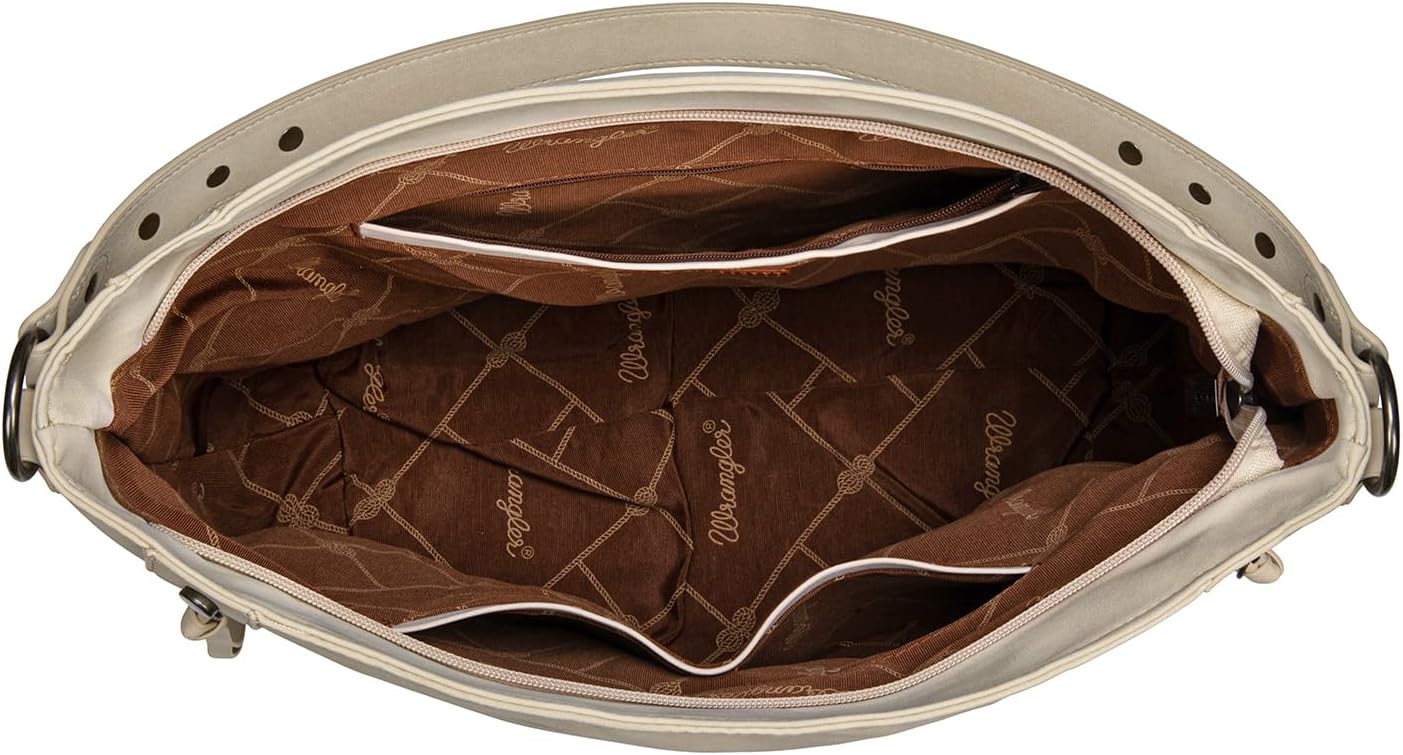 Wrangler Large Hobo Purses and Handbags for Women with Buckle and Fringe Zipper Faux Suede Shoulder Bag - Image 6