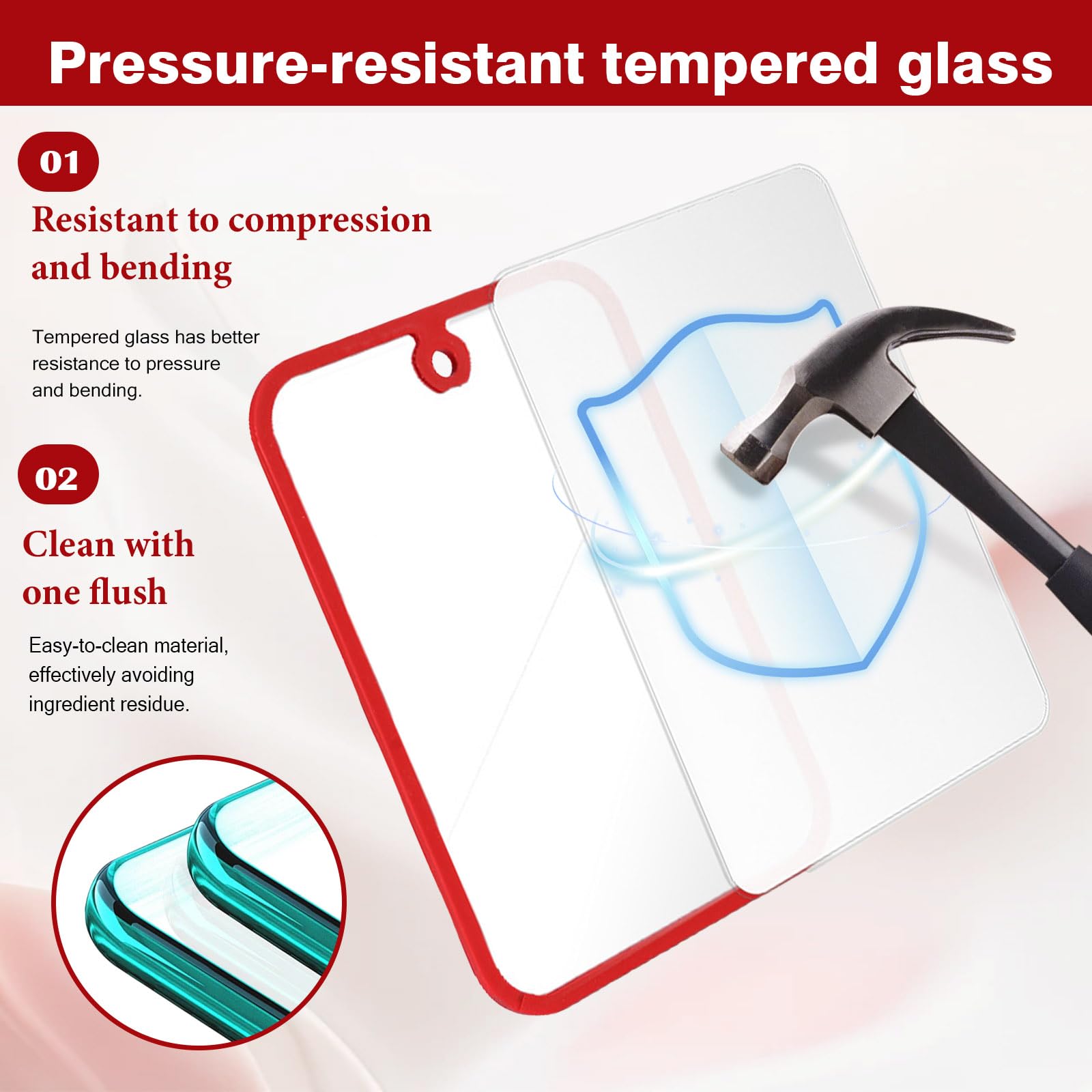 2 tablas de cortar de cristal, con marco de silicona antideslizante, tabla de cortar de vidrio templado, resistente al calor, resistente a los arañazos, placa de cristal higiénica para la cocina (38 x