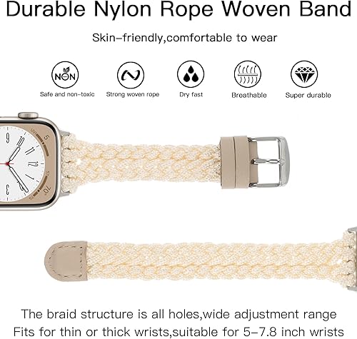 Miniatura 3 de Correa deportiva trenzada de nailon compatible con correas de Apple Watch de 1.496 pulgadas, 1.575 pulgadas, 1.614 pulgadas, correa de repuesto