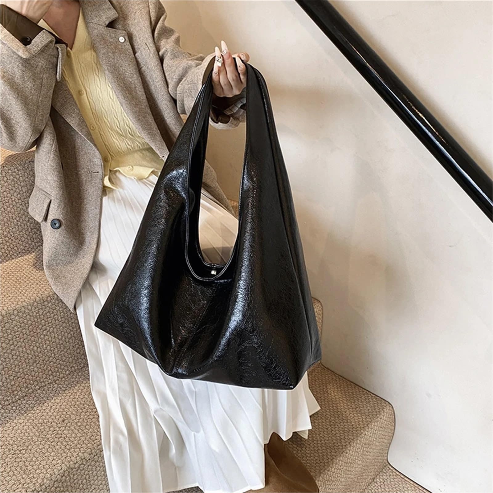 Bolso grande de cuero para mujer Bolsos grandes de piel sintética for mujer, tipo bandolera, for el invierno