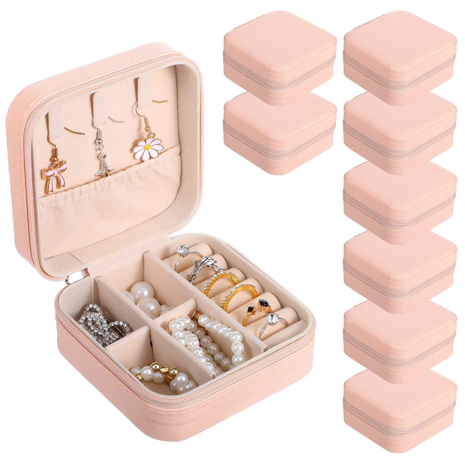 8 Pack Travel Jewelry Case Small Travel Jewelry Box Bridesmaid Gifts Jewelrys Box PU Leather Small Jewelrys Case