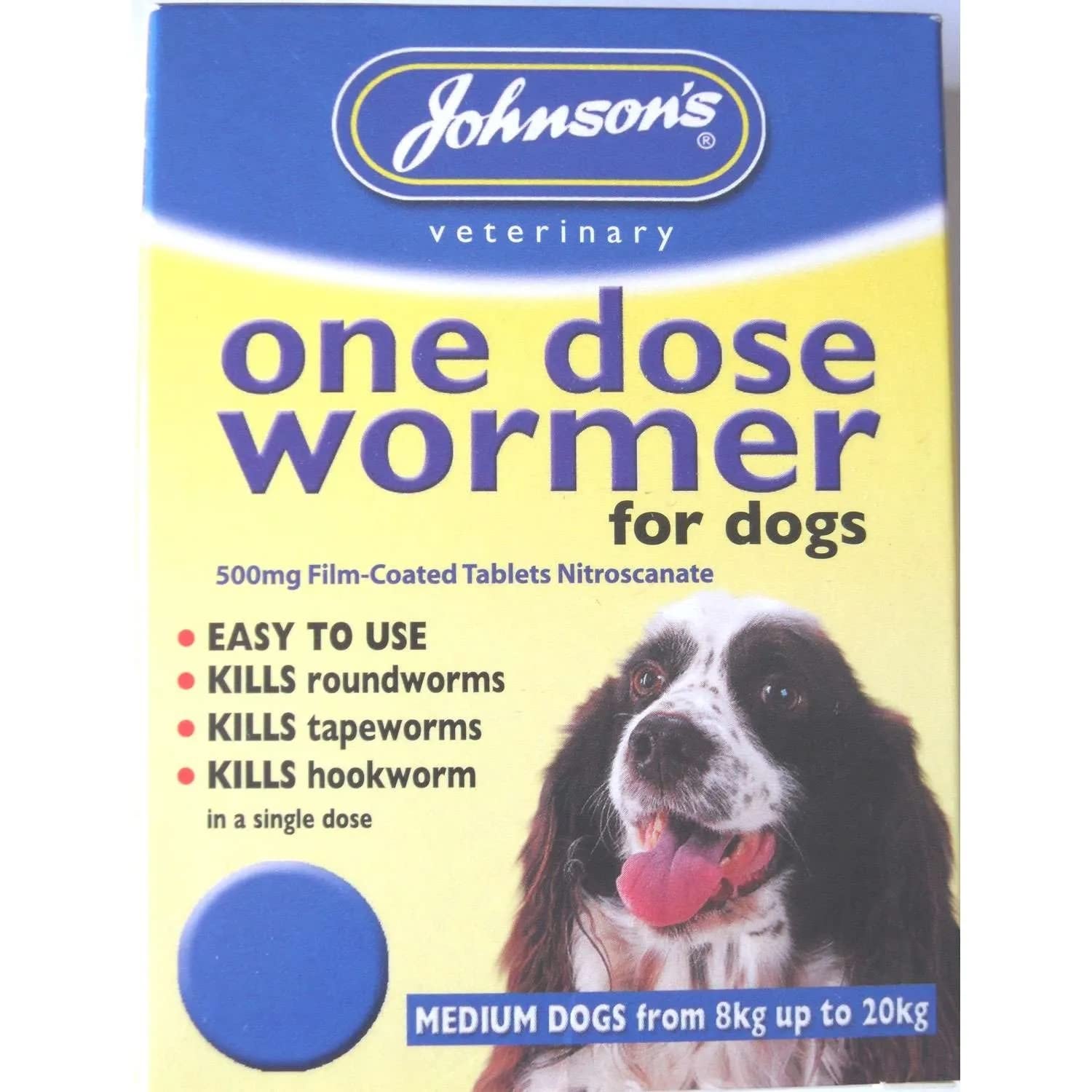OnlineDiscountStore Medium upto 20 kg - Johnsons One Dose Easy Wormer Tablet Worming Dogs Dewomer - Image 2