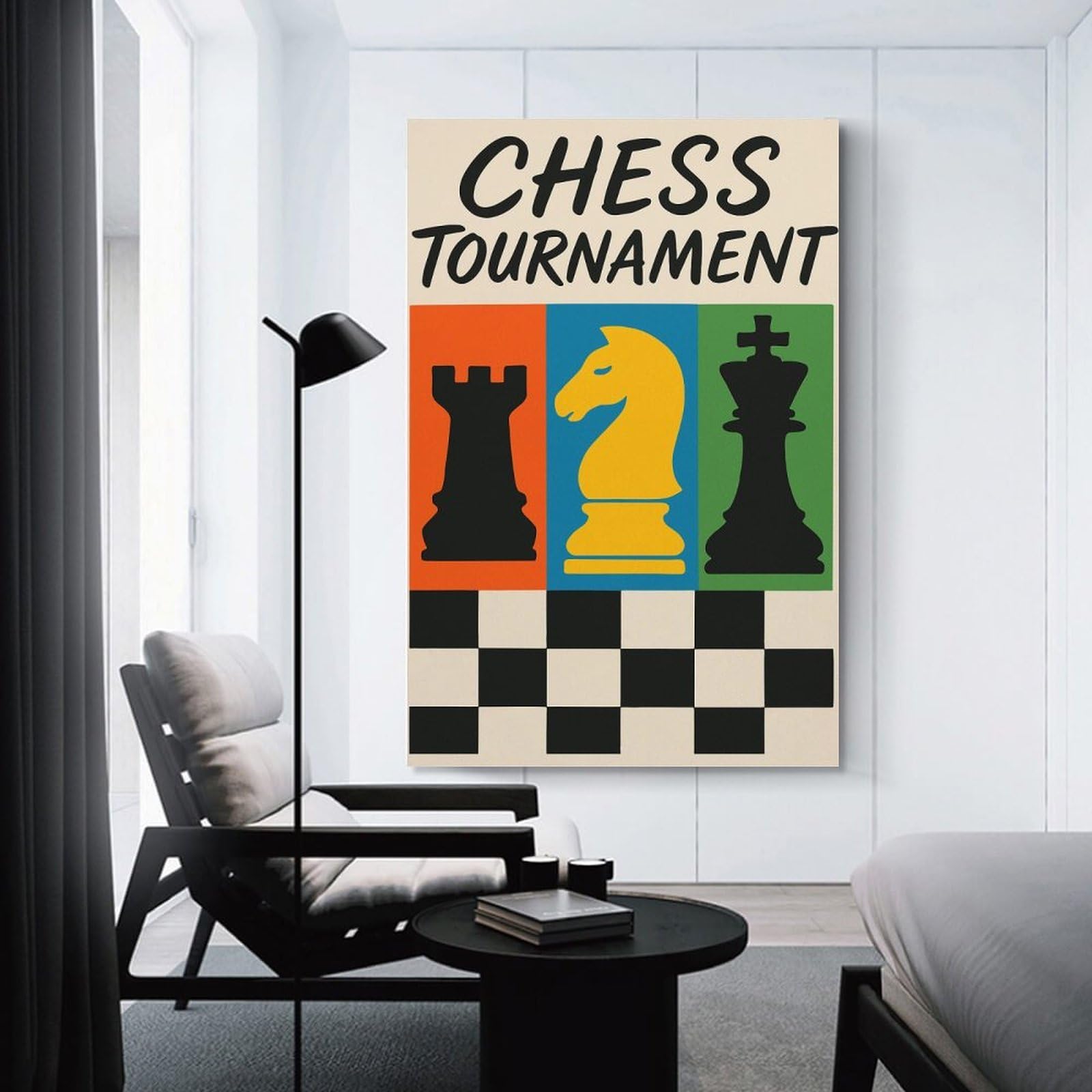 Junmoney Wall Decor Canvas Print Chess Tournament, 24x36inch(60x90cm), for Sofa Walls, Lounge Or Home Corners, Modern Wall Decor for Cosy Interiors