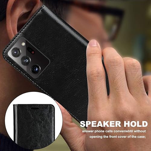 Miniatura 5 de iCoverCase Funda tipo cartera para Samsung Galaxy S22 Ultra con ranuras para tarjetas, función atril de cuero premium con función de atril para