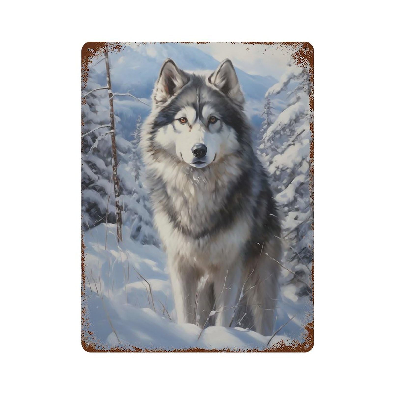 Alaskan Malamute 15.7"x11.8" Vintage Metal Tin Sign, Retro Wall Decor for Basement, Hobby Room And Garage Decor