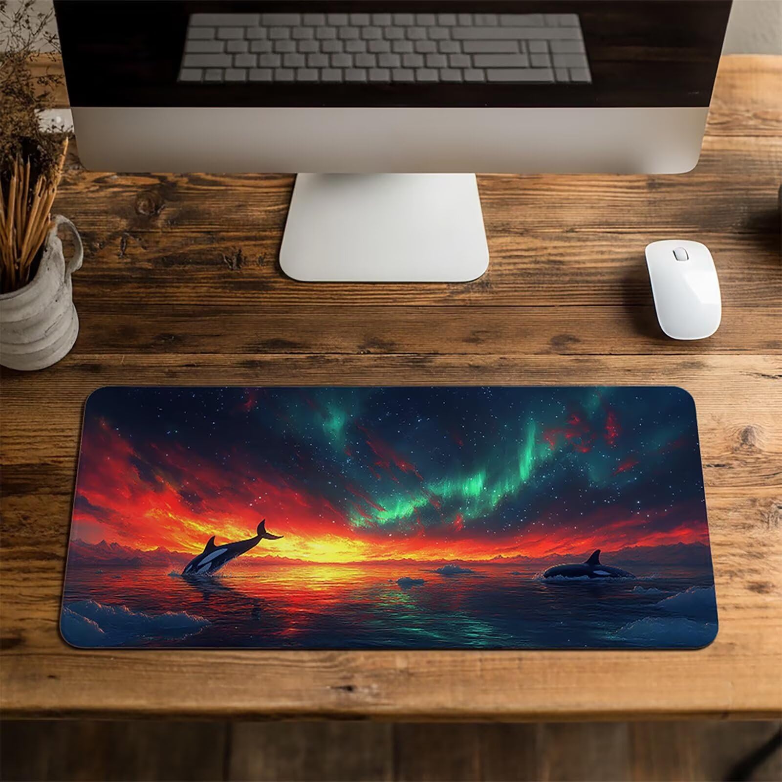 Podkładka pod mysz Aurora XXL, 60 x 140 x 0,3 cm, wodoodporna, podkładka pod mysz dla graczy, poprawia prędkość, akcesoria do gier, laptop, biuro, prezent dla mężczyzn, FSBD-5822