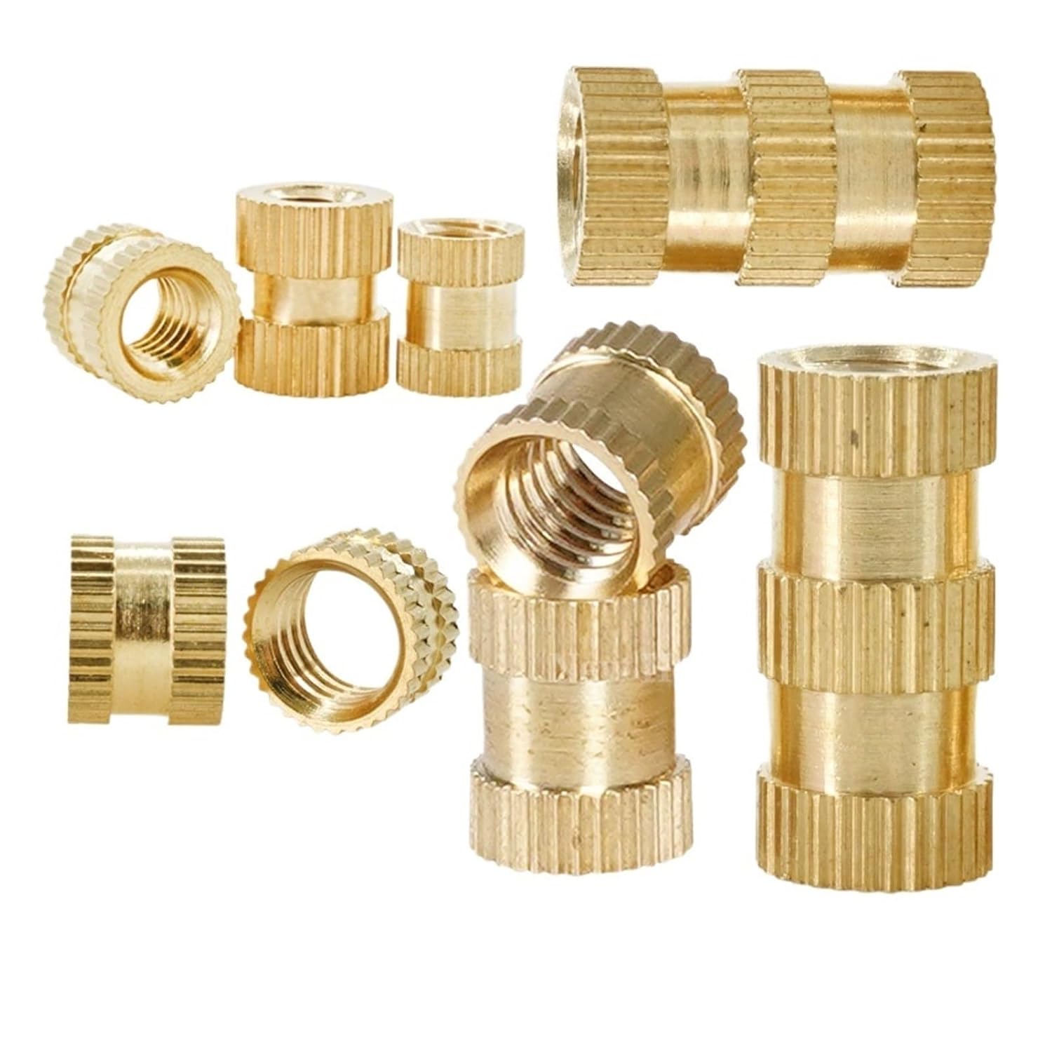 Brass Insert Nut M2 .5 M3 M4 M5 M6 M8 M10 Hot Melt Nutsert Injection Molding Knurled Embedded Copper Heat Thread Nuts Inserts 50Pcs(L 16mm,M3(OD5mm) 50Pcs)