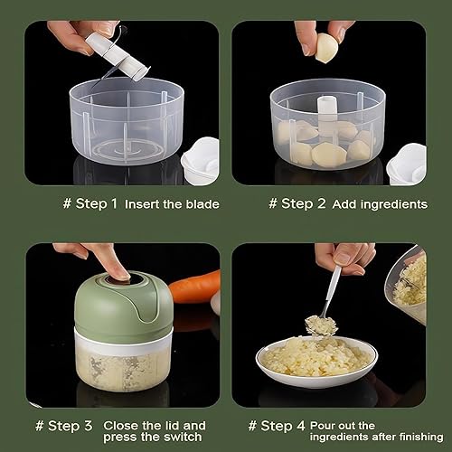 Miniatura 3 de Molinillo eléctrico de ajo recargable USB, mini picador inalámbrico para cocina, picadora de ajo portátil, procesador de alimentos, para cortar ajo,