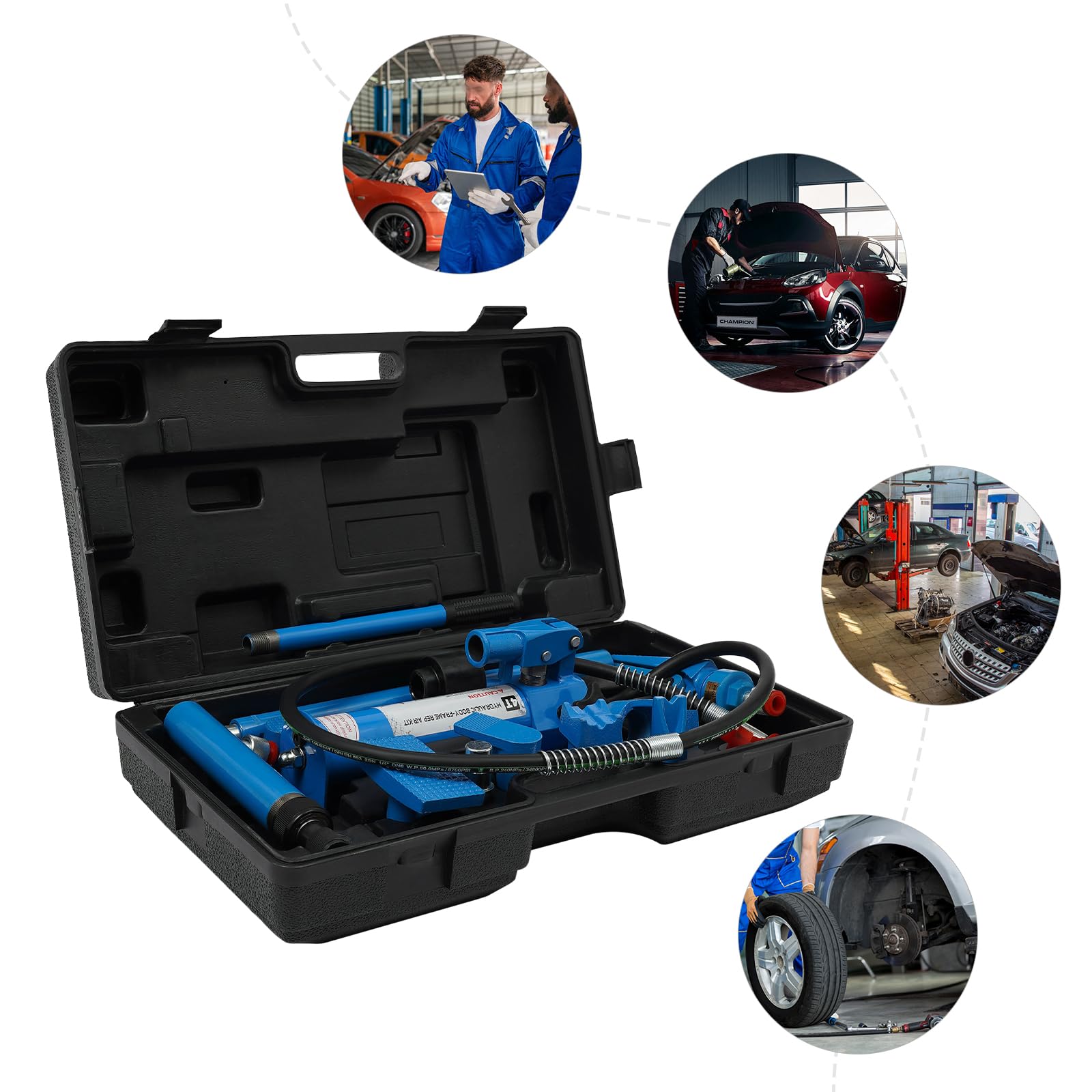 Gato hidráulico 4T con maletín, gato hidráulico para reparación de coches (azul)