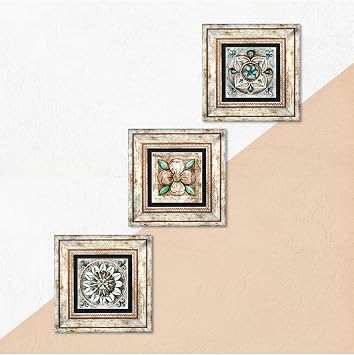 Pinecone Stone Fas Desenli Vintage, Çini Sanatı Taş Duvar Tablosu - Çerçeveli Taş Tablo - Dekoratif Duvar Sanatı - Modern Ev ve Ofis Duvar Dekoru T3-173
