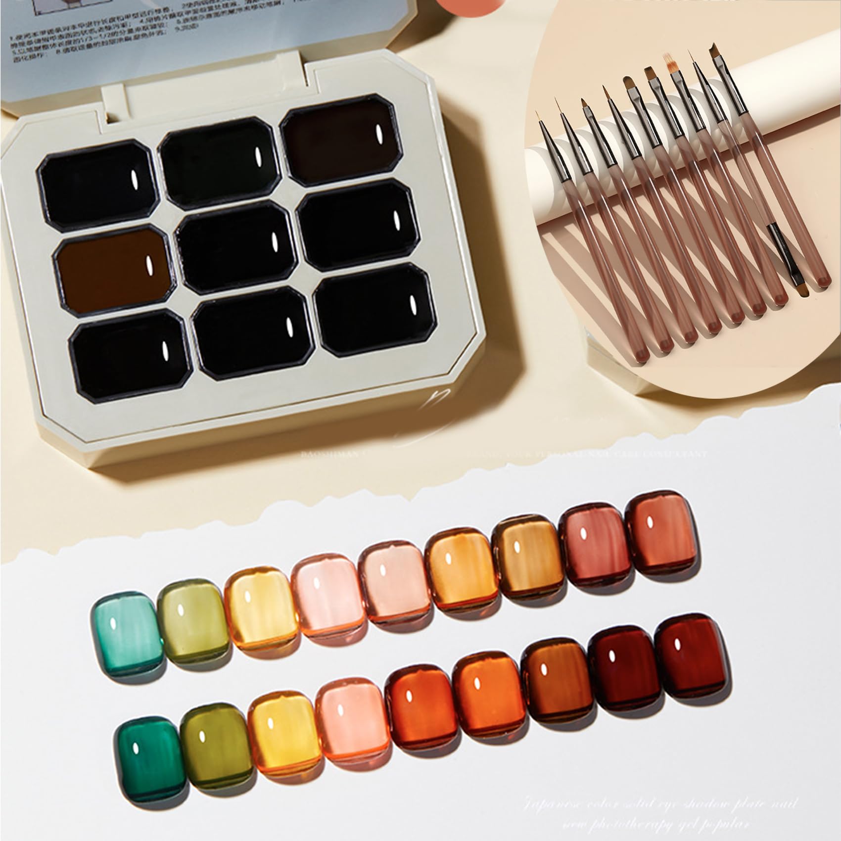 Manutox Creamy Colorful Nail Polish Set, Solid Cream Gel Polish Palette, Nine-Square Grid Solid Gel Glue Gel Nail Polish, Cream Gel Nail Polish for