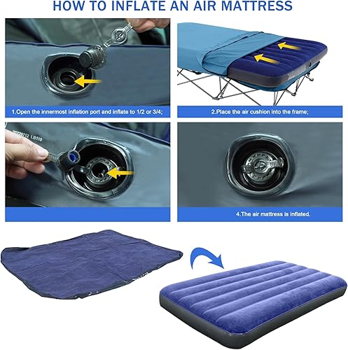 Miniatura 5 de KAMPKEEPER - Cama de Campamento, Camas de Campamento para Adultos, Cama Plegable de Campamento con Colchón de Aire Inflable y Bolsa de Transporte,