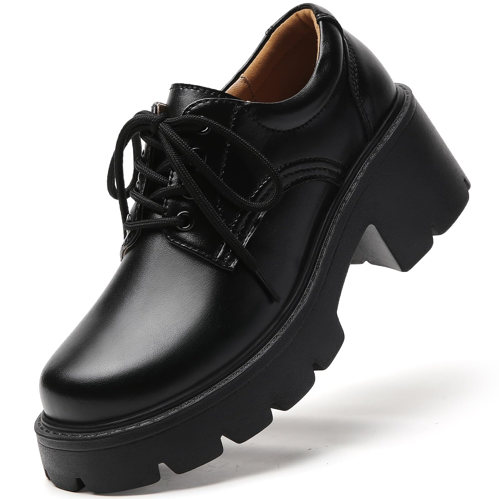 Oxford Shoes for Women Womens Platform Oxford Shoes Chunky Oxfords Heel | Comfortable Classic Lace Up Leather Lightweight Work Dress Business Casual Uniform Interview Walking Women's Slip-Ons