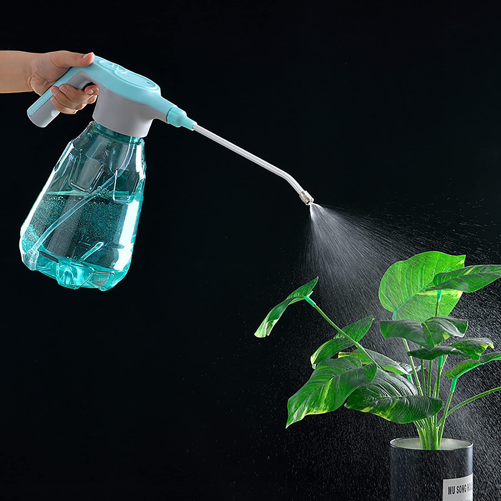 Pulvérisateur d'eau électrique de jardin en verre avec pompe supérieure et long bec USB 2 l Vert transparent