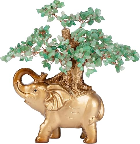 Miniatura 8 de Árbol del dinero de cristal citrino sobre estatua de elefante dorado, árbol bonsái grande de 17 pulgadas, regalo para la riqueza de energía