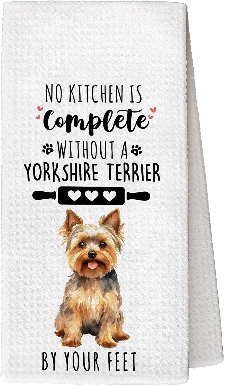 Yorkshire Terrier Kitchen Towels, Yorkshire Terrier Gifts for Women Decorative Tea and Dish Towels, Yorkie Gifts Hand Towels for Bathroom Decor, 16x24 Inches