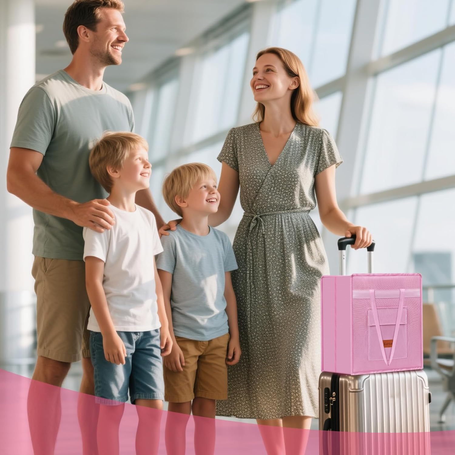 SelfTek Shoe Bags for Travel with Handle, Waterproof Large-Capacity Family Travel Shoe Bag Organizer for Multiple Shoes, Shoe Travel Bags for Packing, Suitable for Luggage Handle (pink) - Image 6