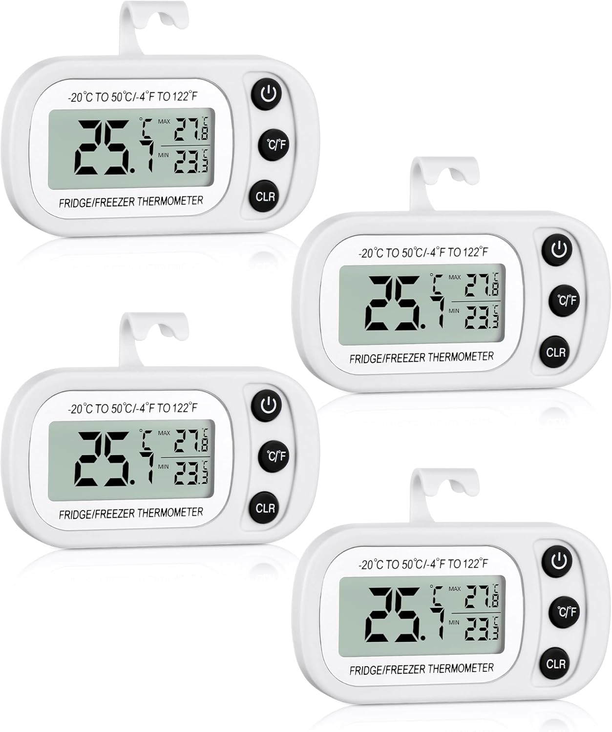 Frienda 12-Pack Waterproof Digital Fridge Freezer Thermometers with Max/Min LCD Display, Hook & Magnet for Accurate Home Monitoring