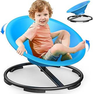 TERRAMUS Large Sensory Spinning Chair, 360° Swivel Chair for Toddler, Spin Seats for Autistic Children,Kids Balance Toys,Autism ADHD Seat,Play Equipment Relief Motion Sickness for Boys Girls (Blue)
