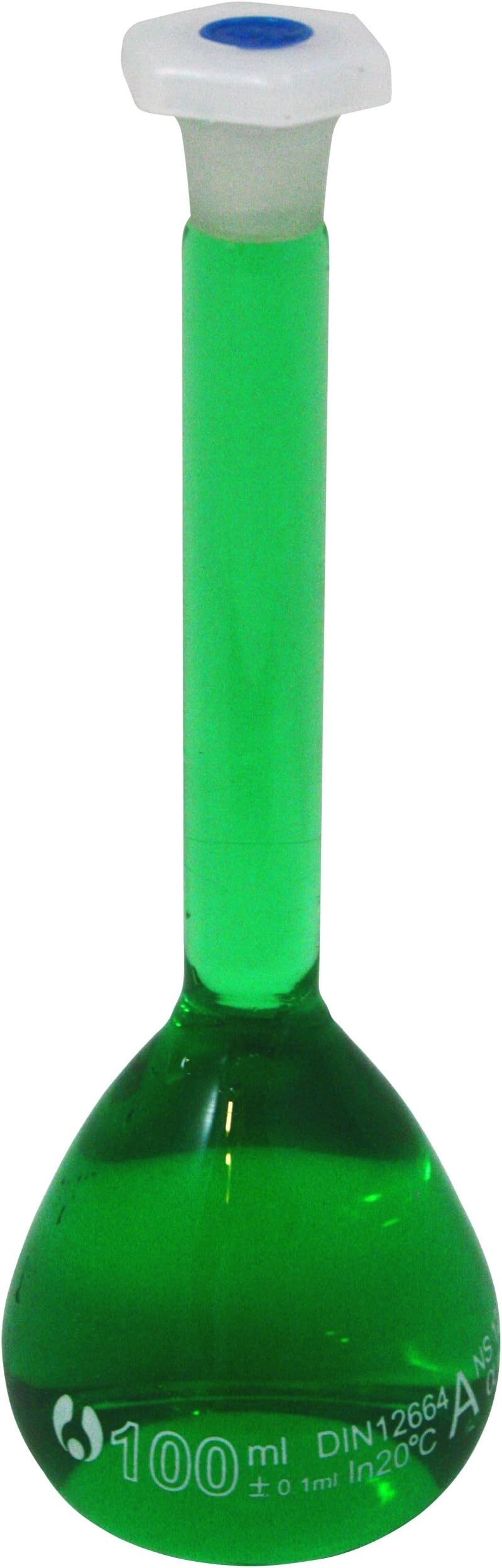 100ml Volumetric Glass Flask with Shatterproof Plastic Stopper