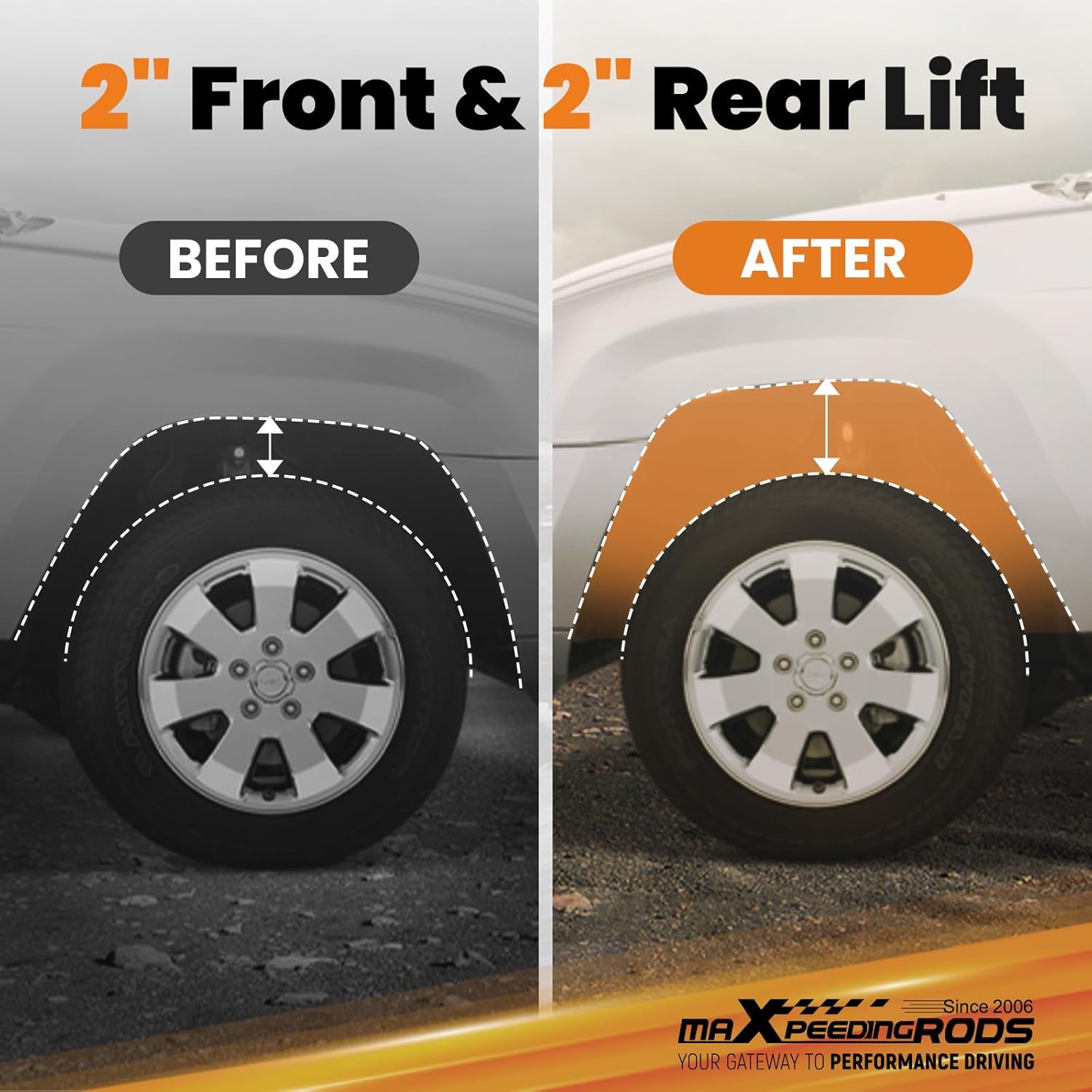 maXpeedingrods 2" Lift Kit for Jeep Grand Cherokee WK Commander XK 2006-2010, Suspension Lift Spacer Kit with Longer Bolts