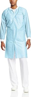 ValuMax 3660SBXL Extra-Safe, Wrinkle-Free, Noble Looking Disposable SMS Knee Length Lab Coat, Sky Blue, XL, Pack of 10