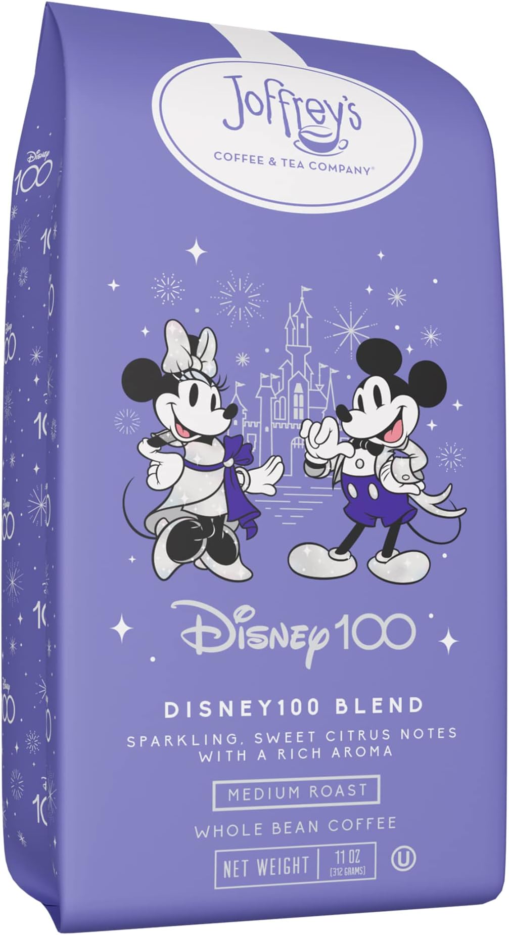 Joffrey's Coffee - Disney100 Blend, Disney Specialty Coffee Collection, Delicate Notes of Sparkling Citrus Flavor, Artisan Medium Roast, 100% Arabica Beans, Brew or French Press (Whole Bean, 11oz)