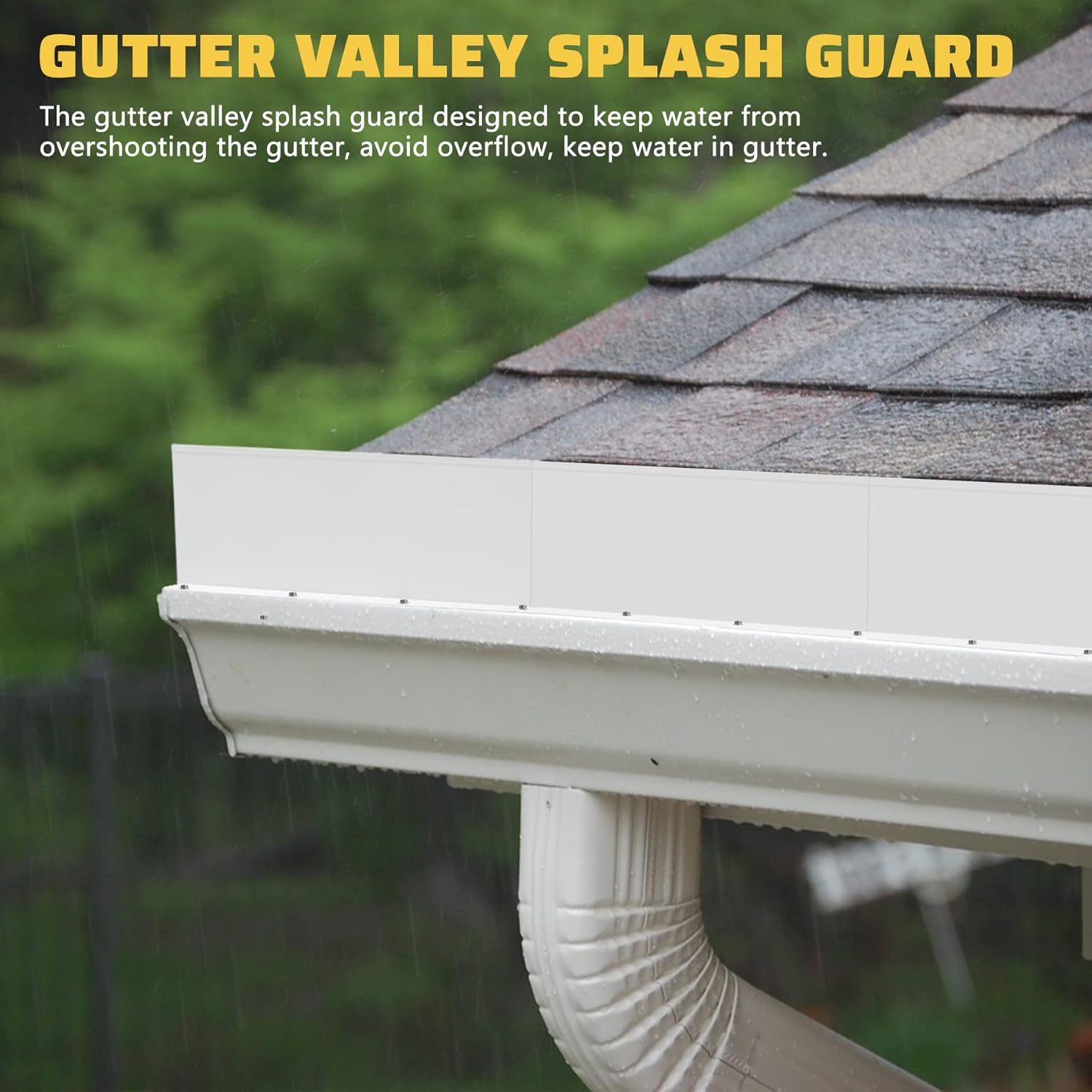 12 Pack Aluminum Gutter Valley Splash Guard,Keep Water from Overshooting The Gutter,for Valley,Corner,or Straight,10 inch Each Piece,White