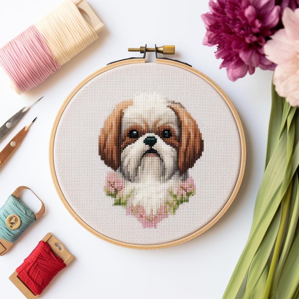 Amazon.com: Shih Tzu Stamped Cross Stitch Kits for Beginners Easy