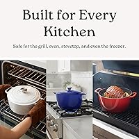 Vista 7 de Horno holandés de hierro fundido esmaltado Signature, olla de servir antiadherente con tapa de ajuste hermético para asado, horneado, salteado