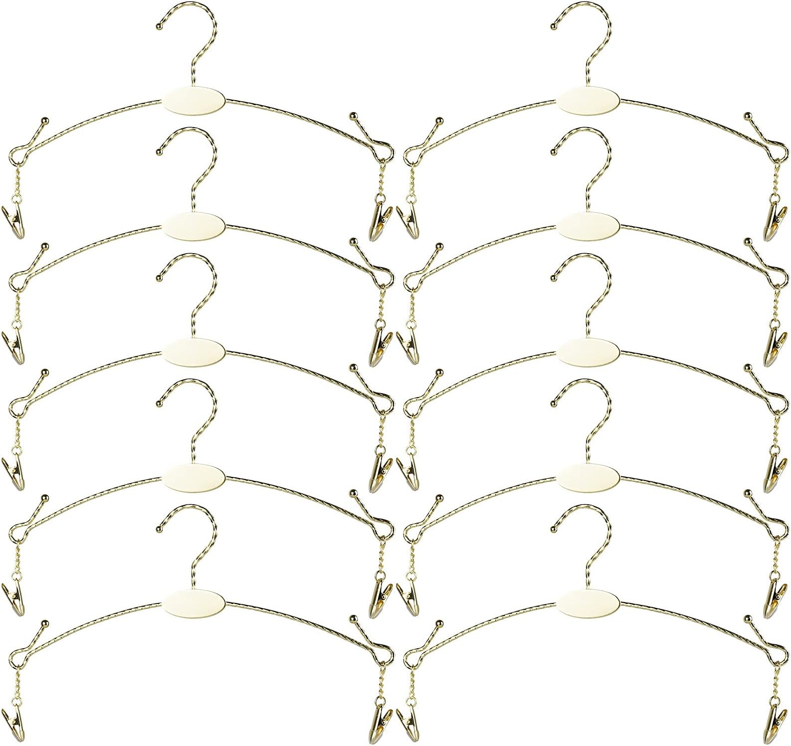 Metal Underwear Bra Rack Durable Fashion Children Clothes Hangers Hook Lingerie Shop Display Hanger with Clips (Gold, 10PCS)