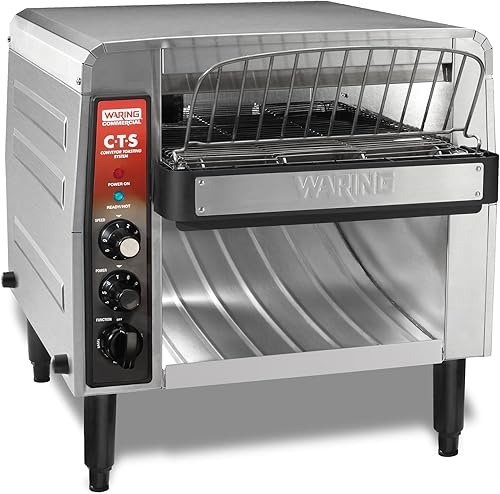 Waring Commercial CTS1000B Tostadora transportadora, 1000+ rebanadas por hora, 208V, 2700W, enchufe de 6-20 fases, plata