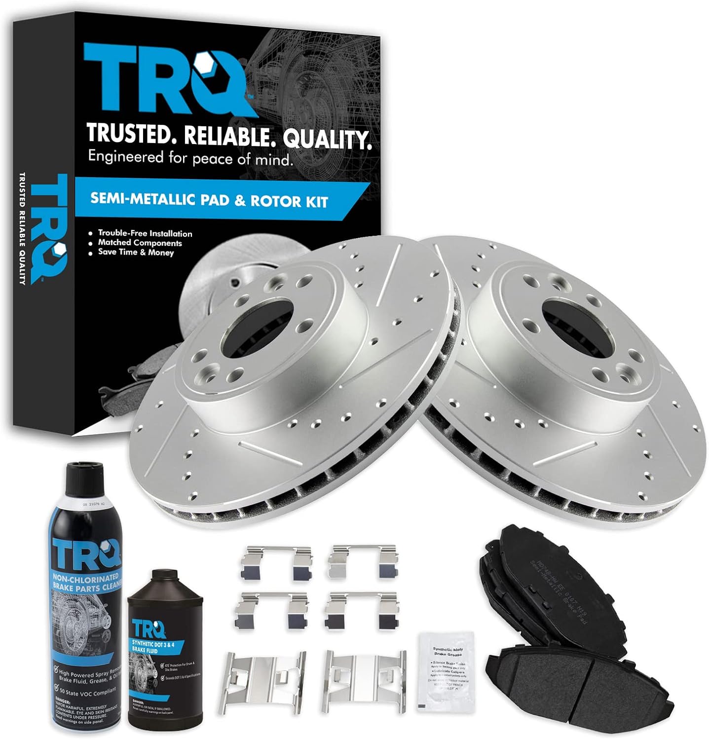 TRQ Front Metallic Brake Pad & Performance Rotor Kit Compatible with Ford Lincoln Mercury