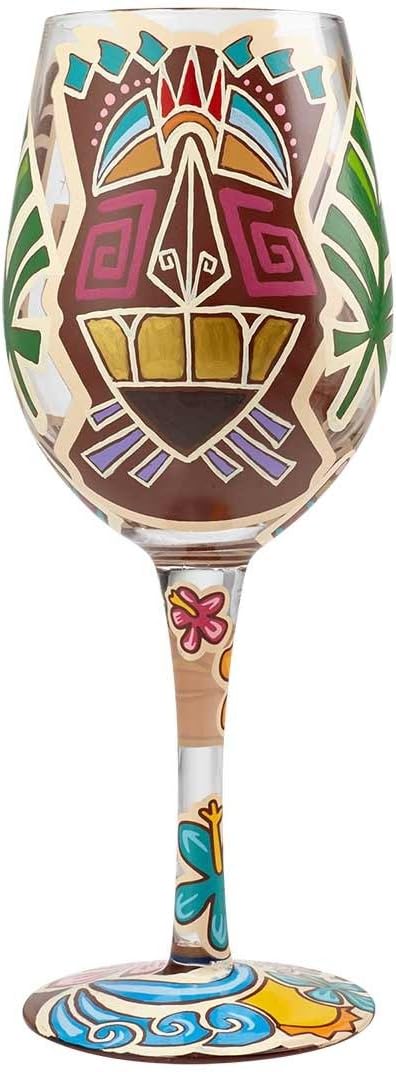 Enesco Designs by Lolita Tiki Artisan-blown Glass Wine Glass, 15 oz.