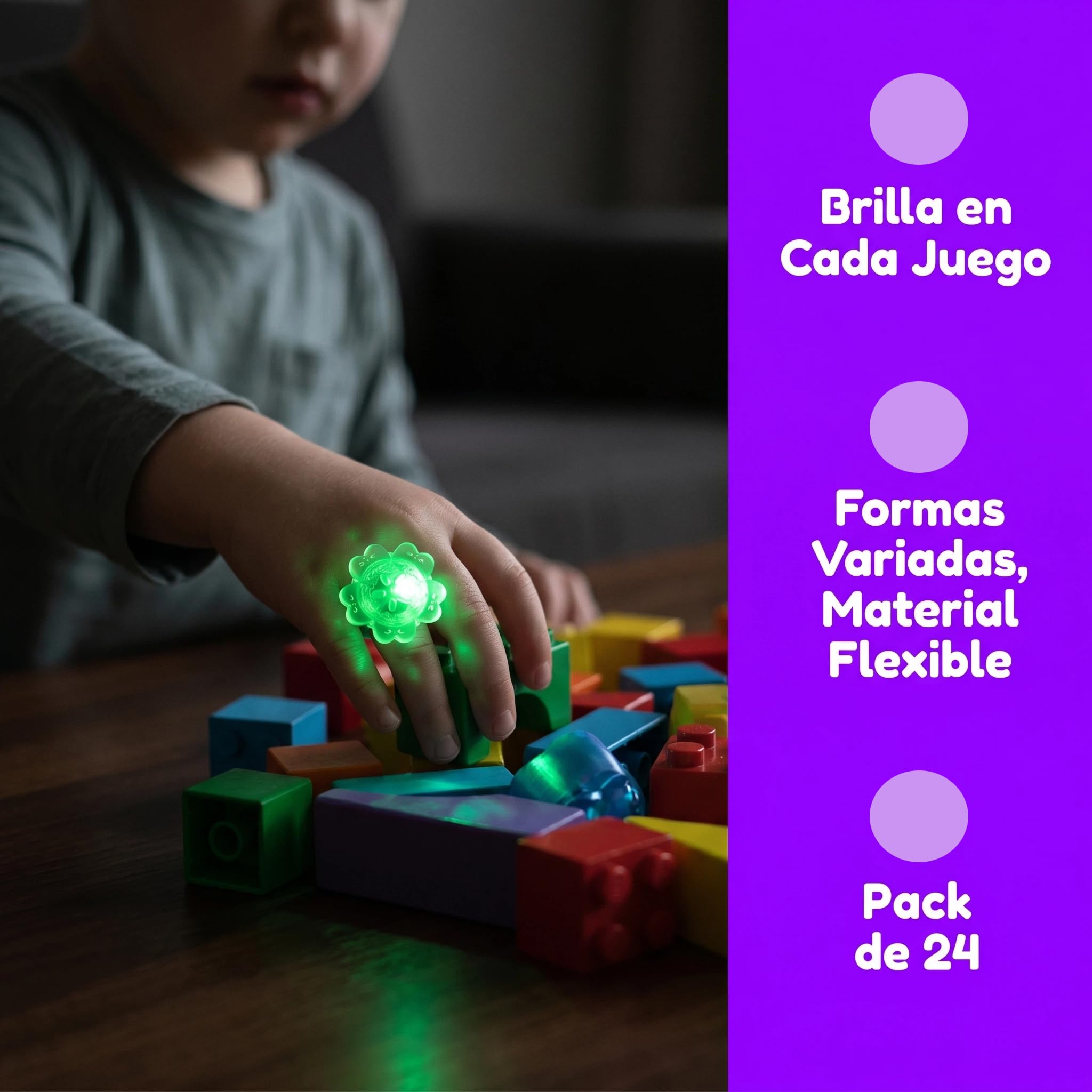 Toyvian 24 Piezas De Anillos LED Se Iluminan para Niños Anillos De Gelatina Brillan En La Oscuridad Juguetes De Dedos Intermitentes De Gelatina Brillantes Luces De Dedo