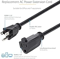Vista 2 de StarTech. com Cable de extensión de alimentación de 25 pies - NEMA 5-15R a NEMA 5-15P - Cable de extensión de alimentación de 16 AWG - 125 voltios a